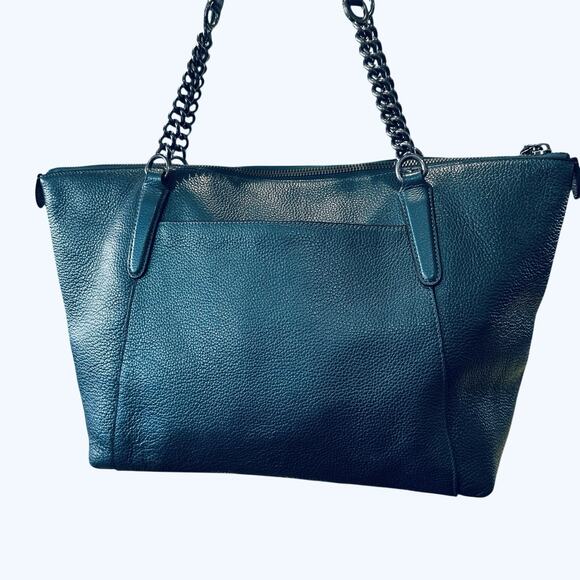 Coach G1747 F22208 Chain Shoulder Bag In Teal Pebble Leather authenticated - Picture 2 of 11